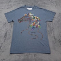 Arizona Shirt Mens XS Blue Short Sleeve Round Neck Print Horse Knit Tee - £18.16 GBP