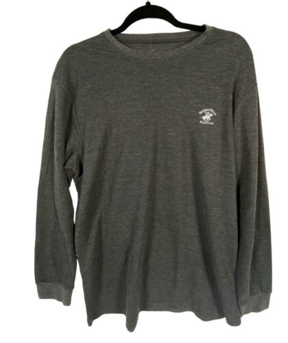 Beverly Hills Polo Club Thermal Henley Lounge Shirt Top Large Gray Mens Knit - £16.66 GBP