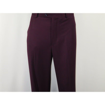 Men BERRAGAMO 3pc Suit Vested Plain front Pants Side Vents Formal A6732 Burgundy image 14