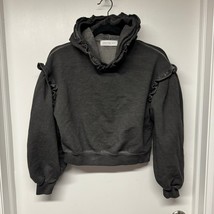 Something Navy Womens Dark Gray Ruffled Cropped Hoodie Sweatshirt Size XS - £28.02 GBP