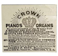 Crown Piano Organ Worlds Fair 1894 Advertisement Victorian Instrument  A... - $371.27 MXN
