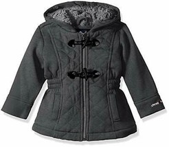 Limited Too Girls Quilted Toggle Fleece Jackets Gray Puffer - £20.59 GBP