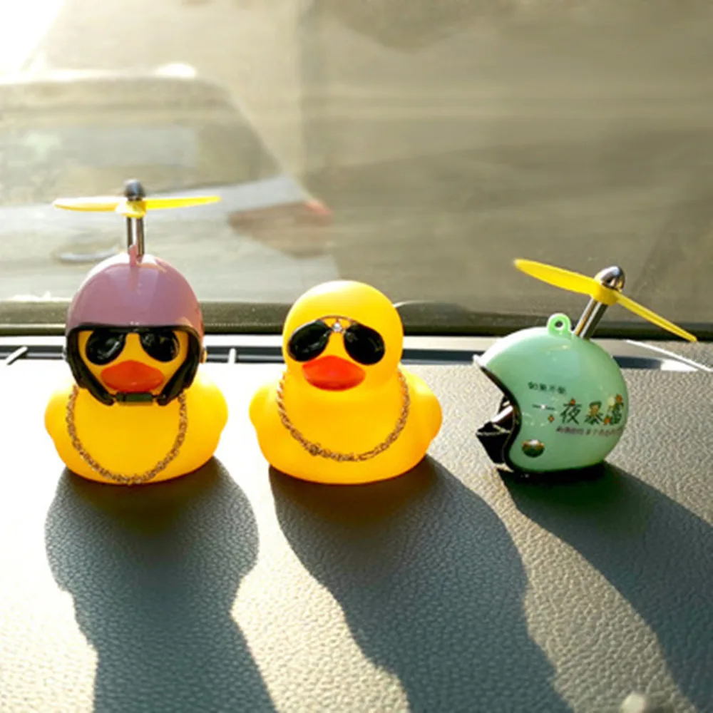 Yellow duck with helmet auto pasted accessories interior cycling decor airscrew bicycle thumb200