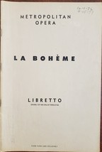 Vintage Metropolitan Opera Libretto New York City 1954: La Boheme - £6.35 GBP