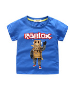 WM Roblox Kid Child T Shirt T-shirt Short Sleeve Summer Blue Type Robot - £8.75 GBP