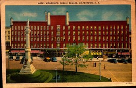 Vintage POSTCARD- Hotel Woodruff, Public Square, Watertown, Ny BK34 - £2.32 GBP