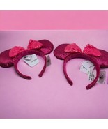 (2) Disney  Minnie Mouse Glitter &amp; Sequin Ear Headband Disneyland Pink B... - $24.74