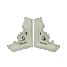 Set of 2 Hand Carved White Wooden Corbel Bookends Decorative Shelf Home Decor - £27.24 GBP