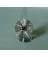 GORGEOUS VINTAGE MODERNIST .925 SILVER RING RED STONE POPPY FLOWER - $135.00