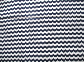 Fabric Jo-Ann Navy Blue Ocean Waves on White 1/2+ Yds Sew Quilt Craft $3.00/Lot - £2.35 GBP
