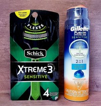 Sensitive Skin Schick Xtreme 3 Disposable Razors for Men &amp; Gillette Shaving Gel - £14.62 GBP