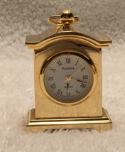 RUMOURS Vtg Miniature Mantle Clock Stainless Steel, Gold Tone Japanese - £13.23 GBP