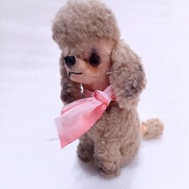 Vintage Kamar Japan Stuffed Poodle Dog plush brown puppy pink bow realistic - £9.43 GBP