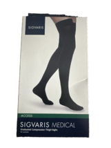 Sigvaris Black Thigh Hi Stockings Medical Sz SL Graduated Compression 97... - £24.12 GBP
