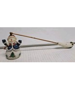 Candle Snuffer Extinguisher Christmas Snowman, Decorated Handle Vintage - $11.56