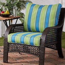 Cayman Stripe Outdoor 25-inch X 47-inch Deep Seat Cushion Set Blue Green... - $119.78