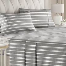 Striped Bed Sheets - Pin Striped Sheets - Grey And White Sheets - Grey And White - £55.93 GBP