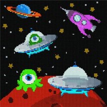 Pepita Needlepoint Canvas: Aliens in Outer Space, 10&quot; x 10&quot; - $78.00+