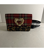 Betsey Johnson plaid pattern and leopard print heart magnetic closure cl... - €49,74 EUR