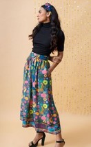 nwt $155 EMILY LOVELOCK long belted skirt Large EU 40 Floral Cheetah maxi 8/10  - £30.93 GBP