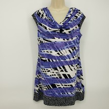 Alfani Shift Dress Women Size Small Purple Multi Draped Neck Cap Sleeves - $12.00
