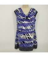 Alfani Shift Dress Women Size Small Purple Multi Draped Neck Cap Sleeves - $12.00