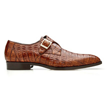 Belvedere Shoes Genuine Caiman Crocodile Monk Strap R99 Angelo Walnut image 3