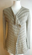 Tribal Beige Cardigan Sweater Open Front Waterfall Closure Womens Medium - £35.88 GBP