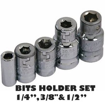 5 PIECE BITS HOLDER SET 1/4&quot;,3/8&quot;&amp;1/2&quot;  HAND TOOL SCREWDRIVER CR-V CA32 - $9.97