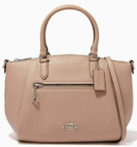 COACH ELISE TAUPE TAN PEBBLED LEATHER TOP ZIP CROSSBODY SATCHEL BAGNWT! - £158.06 GBP