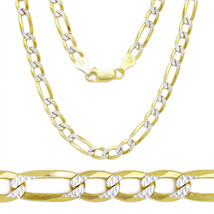 Men/Women's Stylish 14K YG Silver Diamond Cut Figaro Link Italian Chain 7.8mm - $78.20