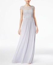 Adrianna Papell Lace Illusion Gown Silver Size 6 $179 - £53.31 GBP