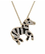 Crystal Kingdom Zebra Pendant Necklace 15-17&quot; Chain in Jewelry Box Gold ... - £10.43 GBP