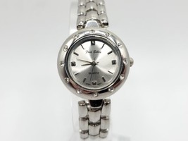 Fred Belay Quartz Rhinestone Bezel Silver Tone Women Watch New Battery 26mm - $14.84