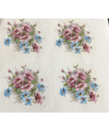 M100 - Ceramic Waterslide Vintage Decal - 8 Pink and Blue Flowers - 1.75&quot; - $2.50