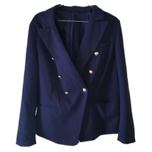 Navy Blue Double Breasted Blazer with Gold Buttons and Pockets - $33.73