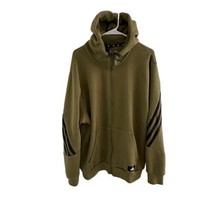 Adidas 3 Stripe Army Green Full Zip Hoodie Future Icons Sweatshirt Men&#39;s Size XL - £51.06 GBP