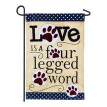 Meadow Creek &quot;Love Is a Four Legged Word&quot; Suede Garden Flag- 2 Sided,12.... - £11.67 GBP