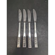 Vintage Laureen Black Rose Pattern Flatware National Stainless Knives Lot of 4 - £15.47 GBP