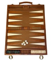 Vintage Backgammon Set Faux Leather Case Marbled Swirl Green White Pcs image 3