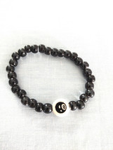 8 Ball Disc Ceramic Bead On Black Porcelain Beads Stretch Bracelet 7 - 8" - $5.99