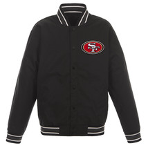 NFL San Francisco 49ers  Poly Twill Jacket Black One Patch Logos JH Design - £95.56 GBP