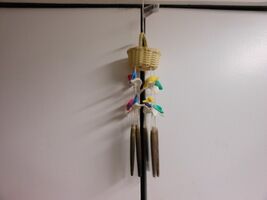 Vintage Seashell Wind Chime Colorful Shells Hanging From Basket Ornament... - $23.63 CAD