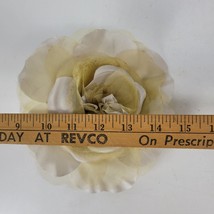 Vintage Silk Organza Rose Head Gold Cream Large 6.5&quot; Handmade DIY Weddin... - $14.90