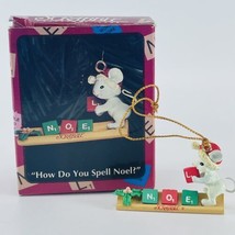 Enesco How Do You Spell Noel Christmas Ornament Scrabble Mouse Miniature 1993 - £14.93 GBP