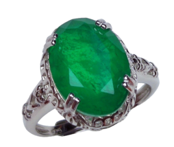 5 Carat Emerald Solid S925 Sterling Silver Ring For Women Handmade Ring - £13.56 GBP