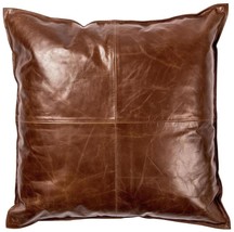Throw Pillow BRYANT 20-In Refined Tobacco Brown Down Top-Grain Leather - $309.00