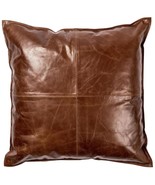 Throw Pillow BRYANT 20-In Refined Tobacco Brown Down Top-Grain Leather - £246.23 GBP