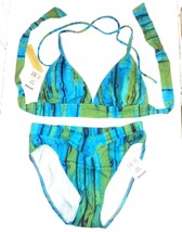 Sunsets Peacock Blue &amp; Green Halter Bikini Swimsuit Size Small NWT - £50.48 GBP