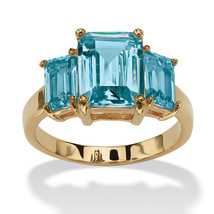 PalmBeach Jewelry Emerald-Cut Birthstone Gold-Plated Ring-December-Blue Topaz - £25.43 GBP
